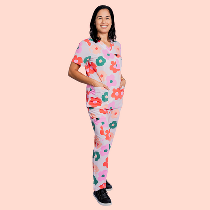 Peach Bloom Scrub Set