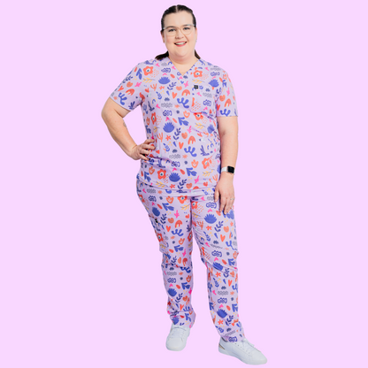 Boho Lavender Scrub Set